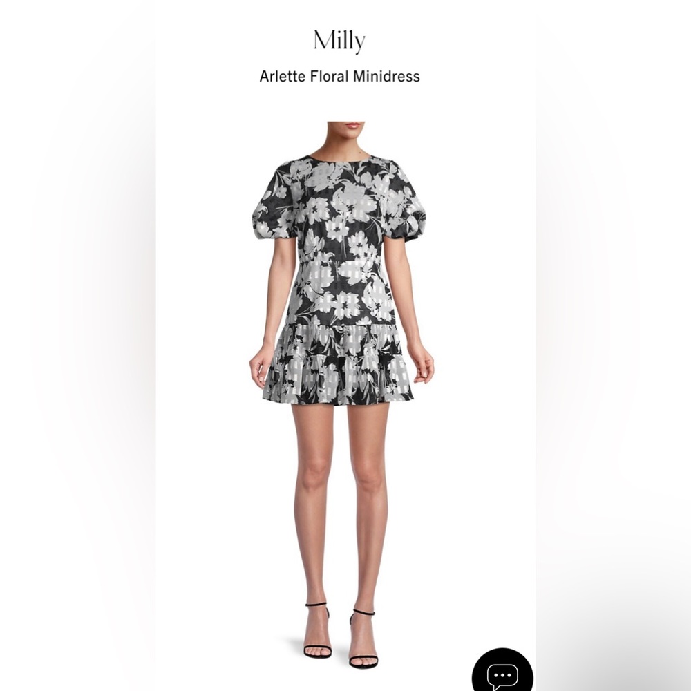 MILLY Arlette Black Print Dress, size 8, NWT